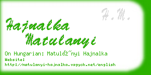 hajnalka matulanyi business card